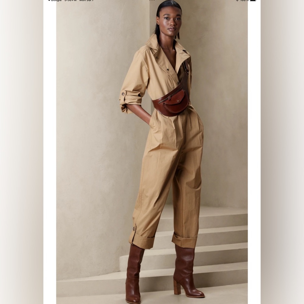 EUC Banana Republic Poplin Jumpsuit New British Khaki